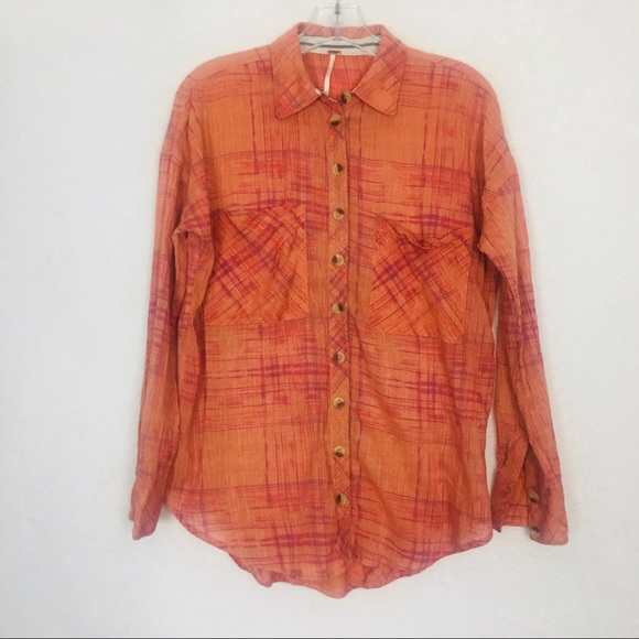 Free People Shore Vibes Button Down Shirt Plaid S - Picture 3 of 8